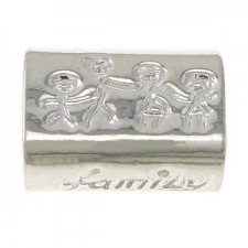 Metal big hole bead "Family" hole 5.5mm Silver